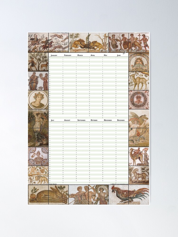 Thumbnail 2 of 3, Poster, Roman Mosaics - Perpetual Birthday Calendar Poster designed and sold by iConnection.