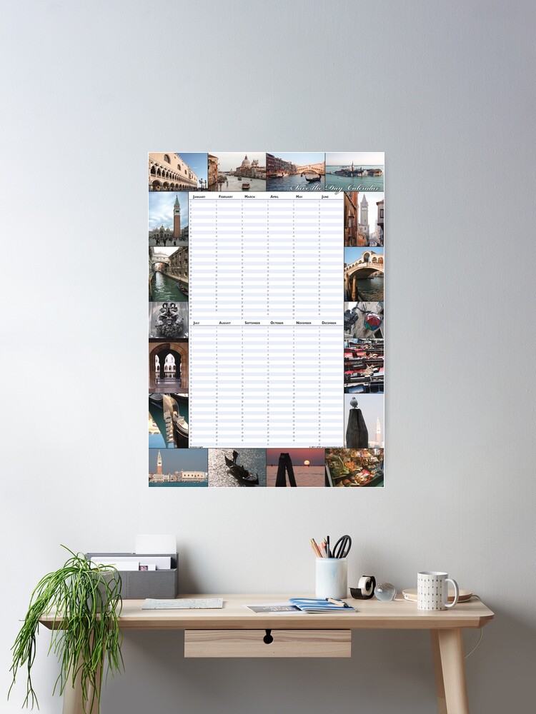 Thumbnail 1 of 3, Poster, Venetian Light - Perpetual Birthday Calendar Poster designed and sold by iConnection.