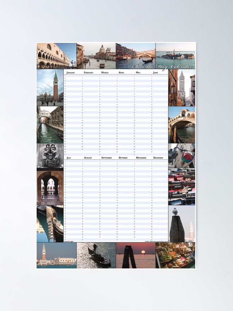 Thumbnail 2 of 3, Poster, Venetian Light - Perpetual Birthday Calendar Poster designed and sold by iConnection.