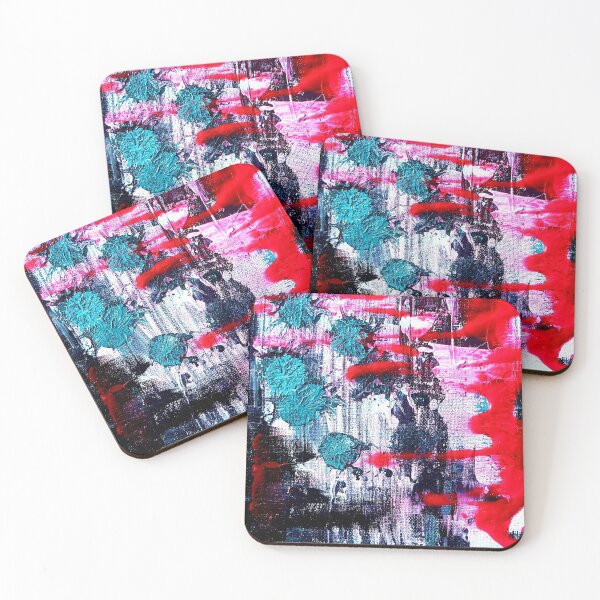 Item preview, Red black green abstract painting designed and sold by Joie-et-Poesie.