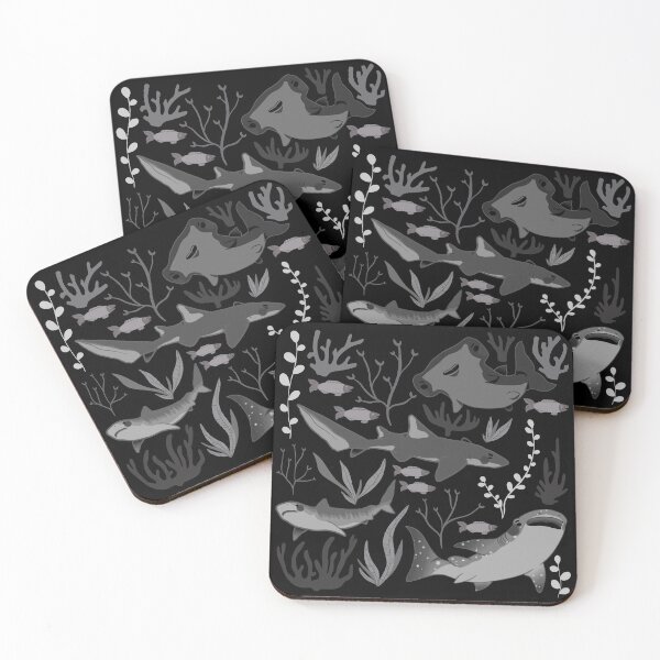 Item preview, Sharks #1 - Cute Black and Grey Cartoon Fish Ocean Pattern designed and sold by TheRainbowRoom.