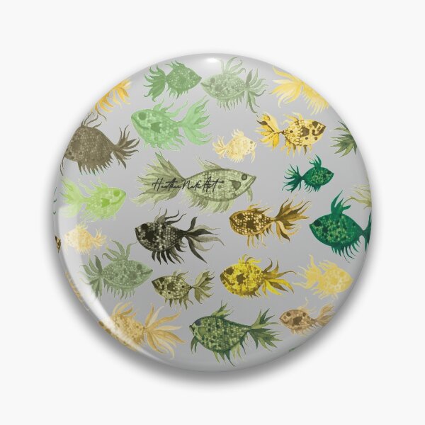 Item preview, Green and Yellow Watercolor Fish Pattern designed and sold by HeatherNafeArt.