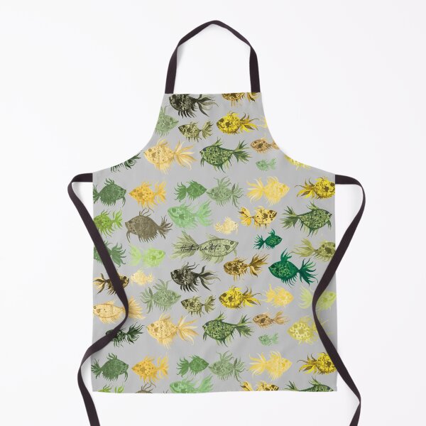 Item preview, Green and Yellow Watercolor Fish Pattern designed and sold by HeatherNafeArt.