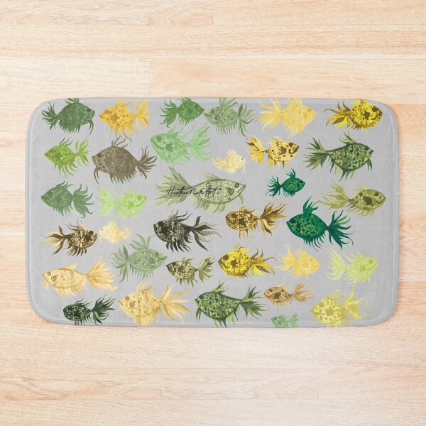 Item preview, Green and Yellow Watercolor Fish Pattern designed and sold by HeatherNafeArt.
