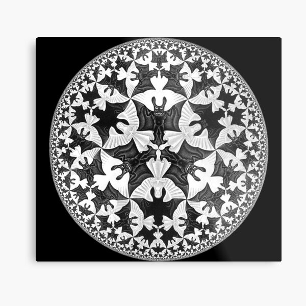 Circle Limit IV (Bats Pattern), by Maurits Cornelis Escher Metal Print