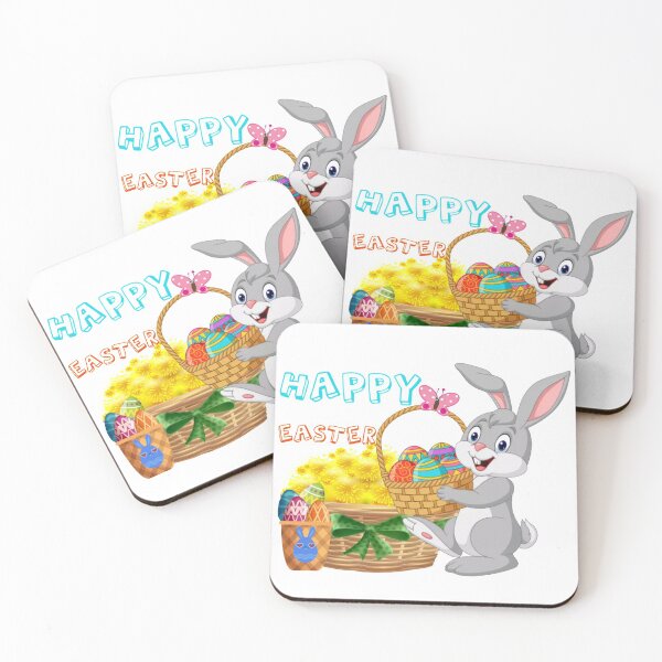Item preview, Happy Easter - Bunny With Dandelions and Easter Eggs designed and sold by Andjela Bakos.