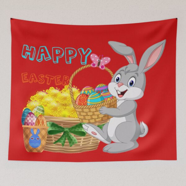 Item preview, Happy Easter - Bunny With Dandelions and Easter Eggs designed and sold by Andjela Bakos.