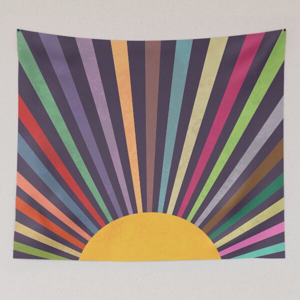 Aperçu de l'œuvre Rayons de soleil arc-en-ciel rétro minimalistes créée et vendue par Prawny.