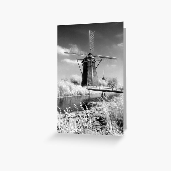 Kinderdijk Windmill Infrared Photograph Greeting Card