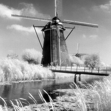 Artwork thumbnail, Kinderdijk Windmill Infrared Photograph by iConnection