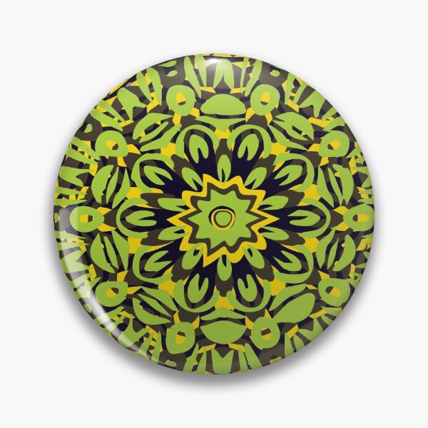 Item preview, Yellow, Dark Blue & Green Flower Burst Mandala designed and sold by Mia Harper Design.