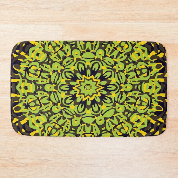 Item preview, Yellow, Dark Blue & Green Flower Burst Mandala designed and sold by Mia Harper Design.