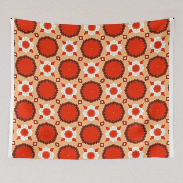 Item preview, white flowers in red and gold designed and sold by ritusdesigns.