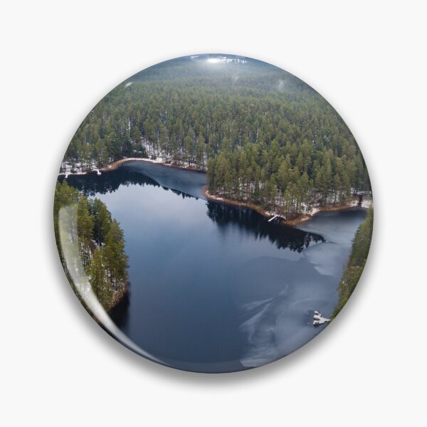 Item preview, Aerial Drone Photo of Partly Frozen Lake in a Snowy Winter designed and sold by RNulle.