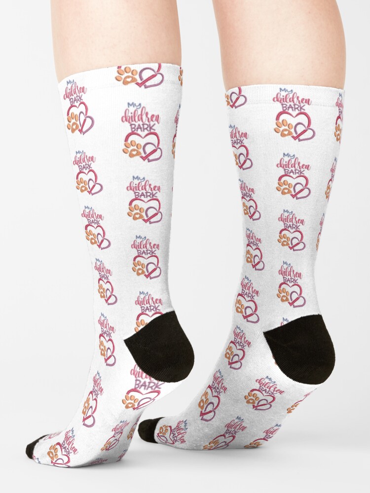 Thumbnail 4 of 5, Socks, My Children Bark Double Heart and Paw Print with Heart designed and sold by Treasurekey.