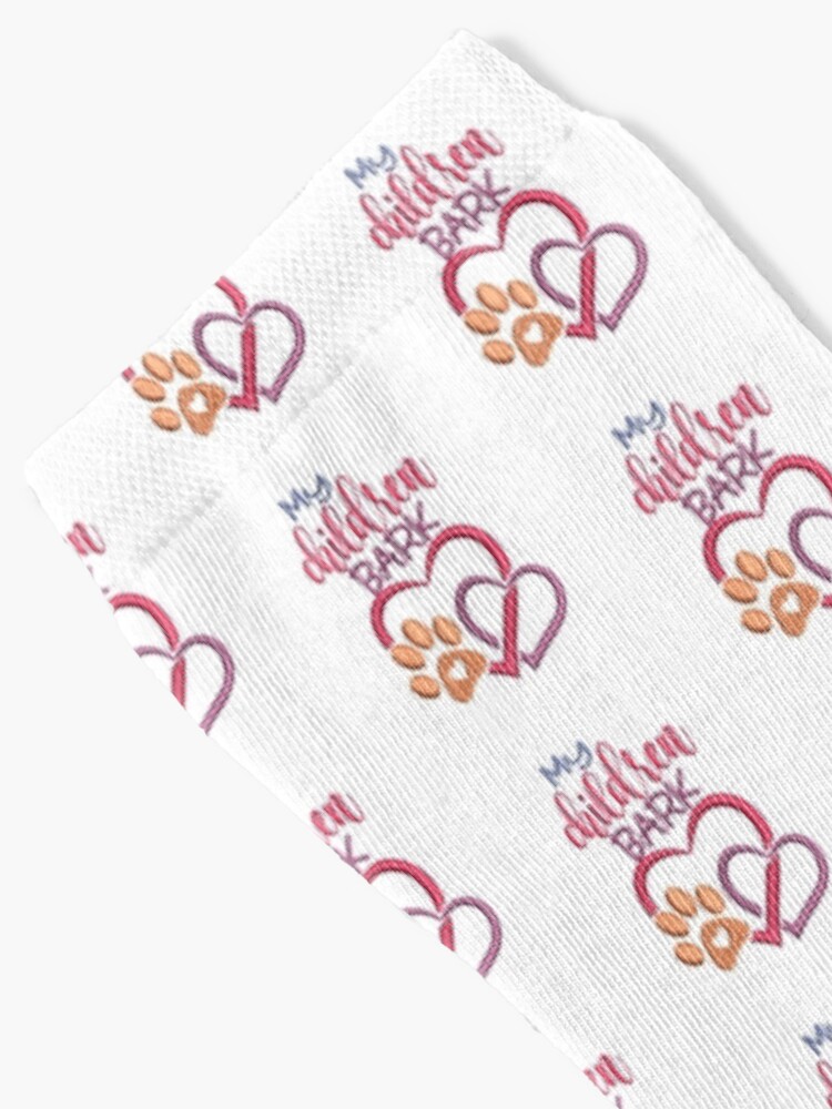 Thumbnail 2 of 5, Socks, My Children Bark Double Heart and Paw Print with Heart designed and sold by Treasurekey.