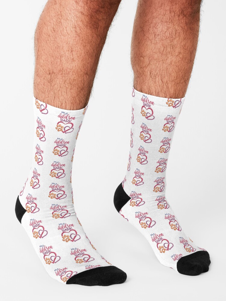 Thumbnail 3 of 5, Socks, My Children Bark Double Heart and Paw Print with Heart designed and sold by Treasurekey.