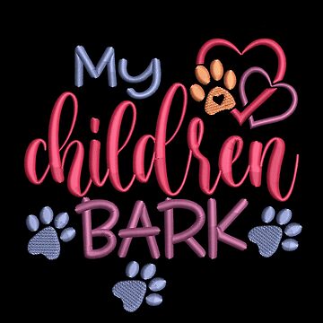 Artwork thumbnail, My Children Bark Design with Blue Trailing Paw Prints by Treasurekey