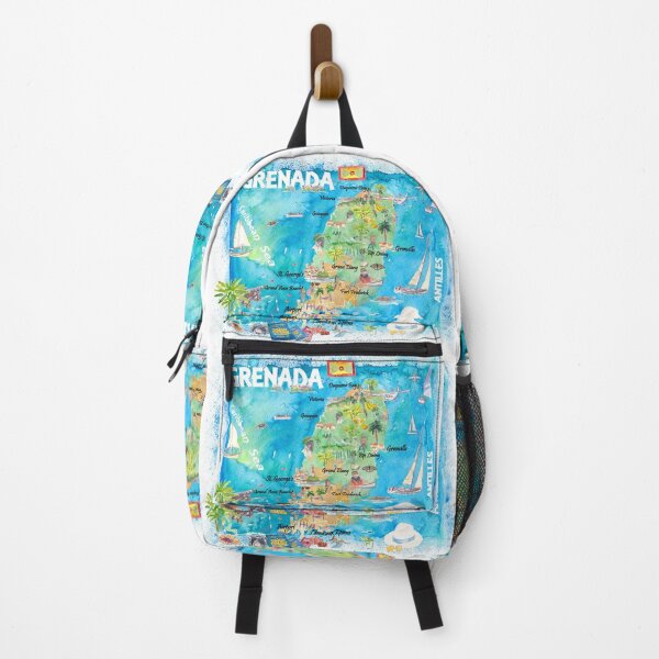 Item preview, Grenada Antilles Illustrated Caribbean Travel Map with Highlights of West Indies Island Dream designed and sold by artshop77.