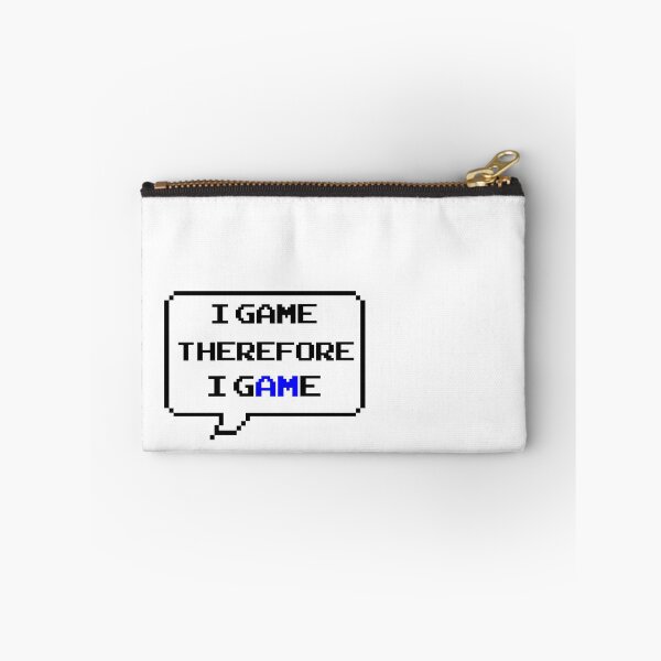 Item preview, I game therefore I am funny I game thefore I GAME pun gamer Classic retro arcade style Black, Blue and White speech bubble designed and sold by Deegital18.