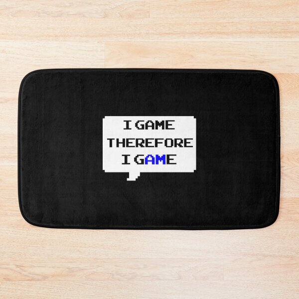 Item preview, I game therefore I am funny I game thefore I GAME pun gamer Classic retro arcade style Black, Blue and White speech bubble (dark mode) designed and sold by Deegital18.