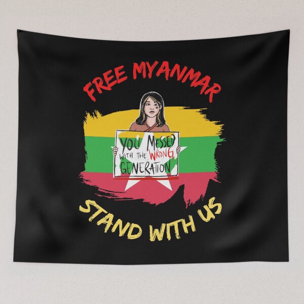 Item preview, Free Myanmar Flag Stand With Us designed and sold by WoodburyLake.