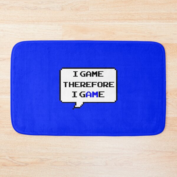 Item preview, I game therefore I am funny I game thefore I GAME pun gamer Classic retro arcade style Black, Blue and White speech bubble (retro blue mode) designed and sold by Deegital18.