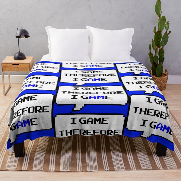 Item preview, I game therefore I am funny I game thefore I GAME pun gamer Classic retro arcade style Black, Blue and White speech bubble (retro blue mode) designed and sold by Deegital18.