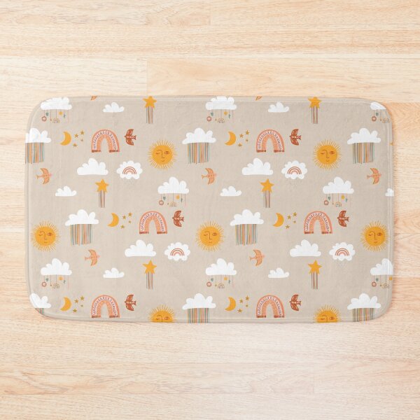 Item preview, Bohemian Aesthetic Rainbow, Sun, Moon Pattern Beige Background designed and sold by DesignLabMedia.