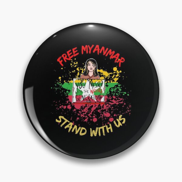 Item preview, Free Myanmar Splatter Flag Stand With Us designed and sold by WoodburyLake.