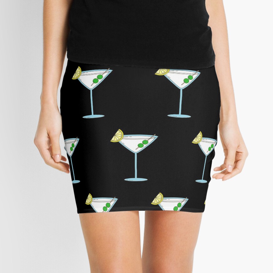 Martini Cocktail Glass Bartender Alcohol Liquor Mini Skirt