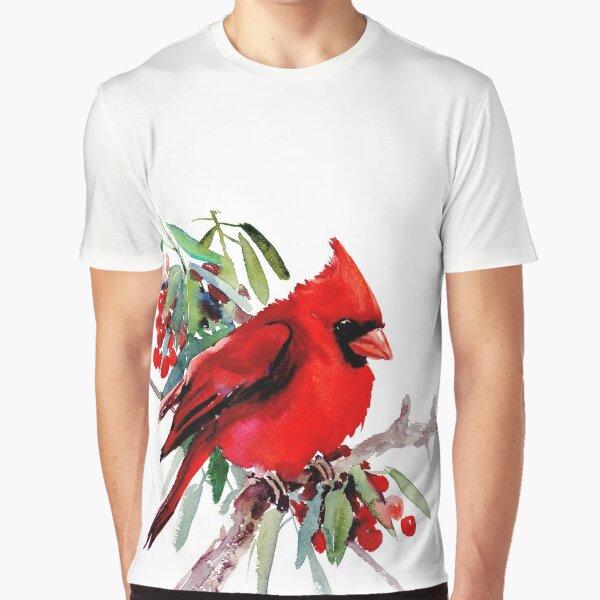 Red Cardinal Bird Blossom flower Jay bird Gift' Men's T-Shirt