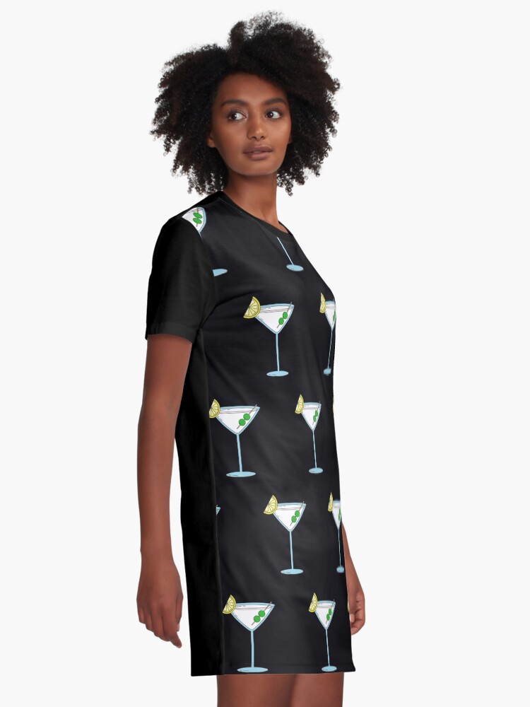 Alternate view of Martini Cocktail Glass Bartender Alcohol Liquor Graphic T-Shirt Dress