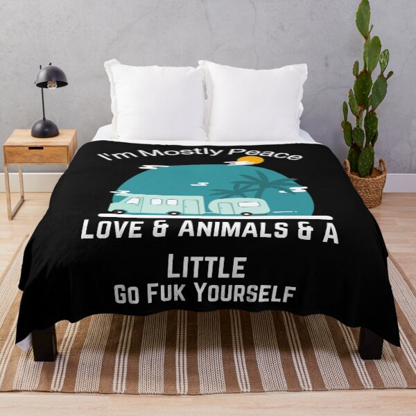 Item preview, I'm Mostly Peace Love and Animals and A Little Go Fuck Yourself Hippie Vintage Retro T-Shirt designed and sold by piskwi.
