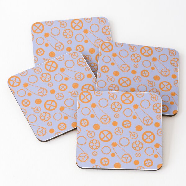 Item preview, Chain rings pattern orange on blue background designed and sold by shushunya13.
