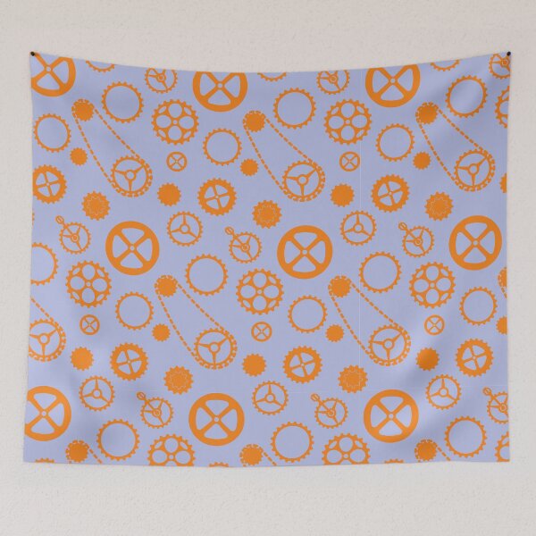 Item preview, Chain rings pattern orange on blue background designed and sold by shushunya13.