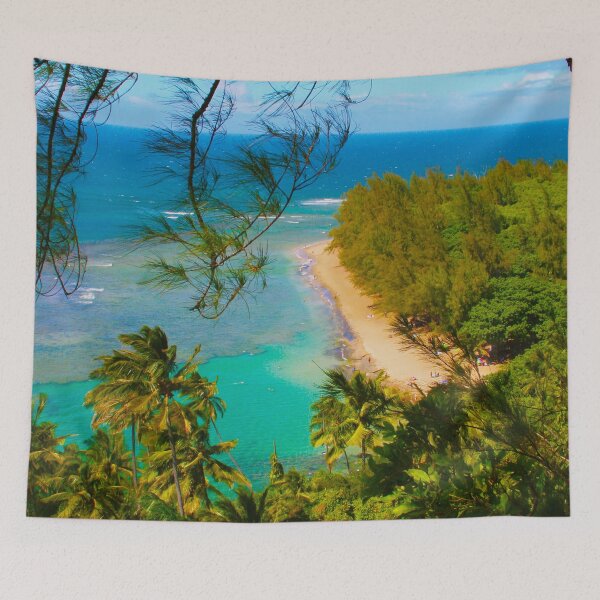 Item preview, Drone view over Nā Pali Coast - Kalalau trail, Kauaʻi HAWAII designed and sold by Bruno Beach.
