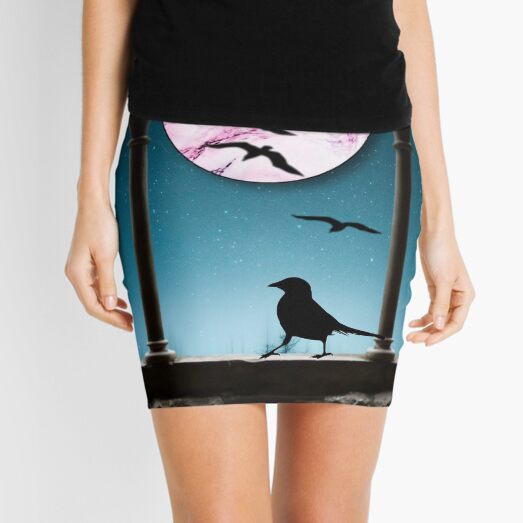 The marble moon shines through the window Mini Skirt