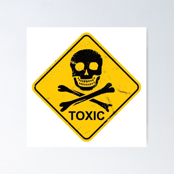 Toxic symbol with skull and crossbones on a yellow square