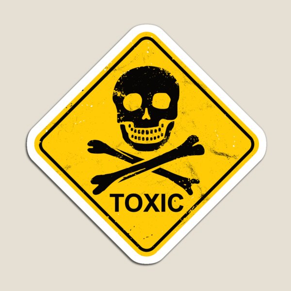 Toxic symbol with skull and crossbones on a yellow square