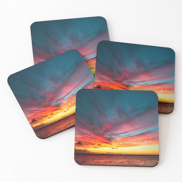 Item preview, Tropical Sunset Sea Seascape Marbled Sky Red Clouds designed and sold by worldways.