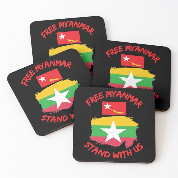 Item preview, Free Myanmar Splatter Flag Stand With Us designed and sold by WoodburyLake.