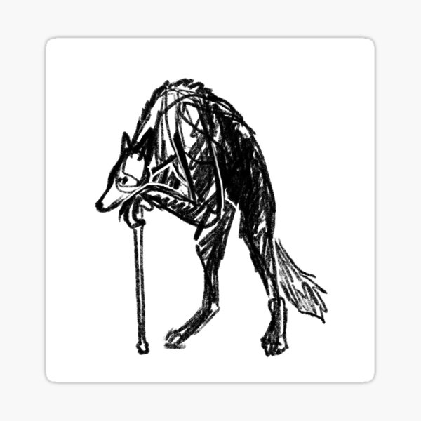 Vista previa del artículo con la obra «Hombre lobo con un bastón», diseñado y vendido por Vampiric Sheep.