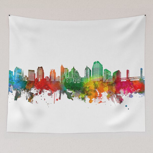 Item preview, sacramento skyline watercolor designed and sold by BekimART2.