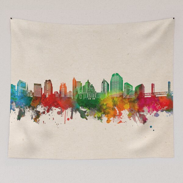 Item preview, sacramento skyline watercolor 2 designed and sold by BekimART2.