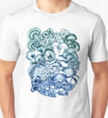 A Medley of Mushrooms in Blue Unisex T-Shirt