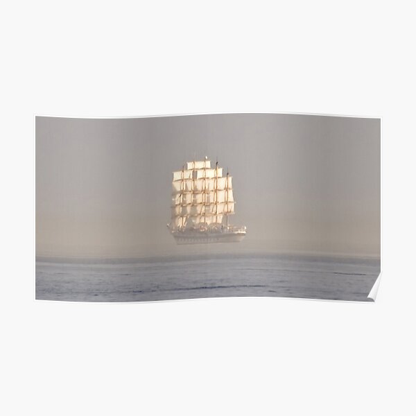 Floating Ship At Sea Optical Illusion Fata Morgana Ocean Sailing Magical Poster For Sale By