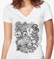 A Medley of Mushrooms Women's Fitted V-Neck T-Shirt