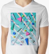 80er Jahre Pop Retro-Muster 4 T-Shirt mit V-Ausschnitt