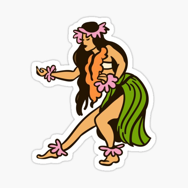 Item preview, Retro Hawaiian Hula Dancer Illustration designed and sold by SLAG-Creative.